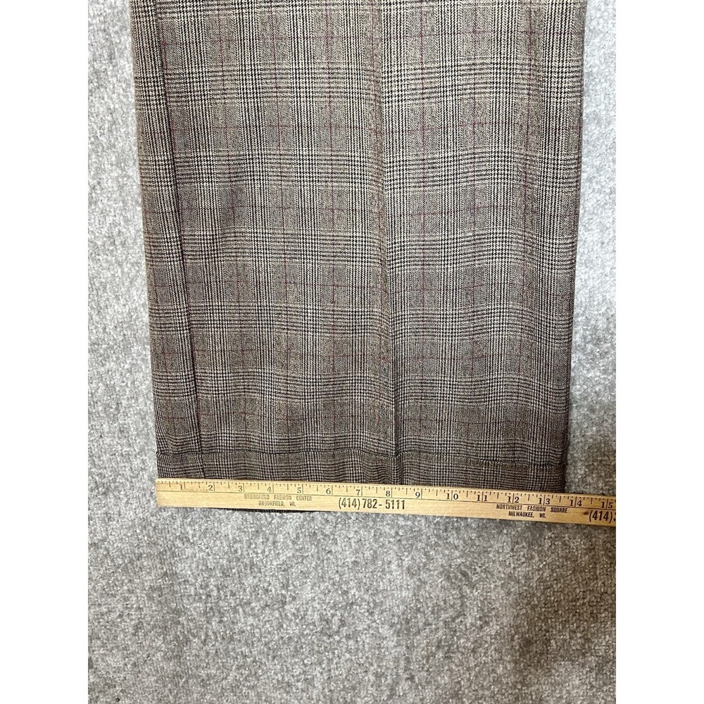 Lane Bryant Wide Leg Pants Womens Size 24 Brown Glen Ellyn Plaid Pockets Cuffed - Picture 8 of 8